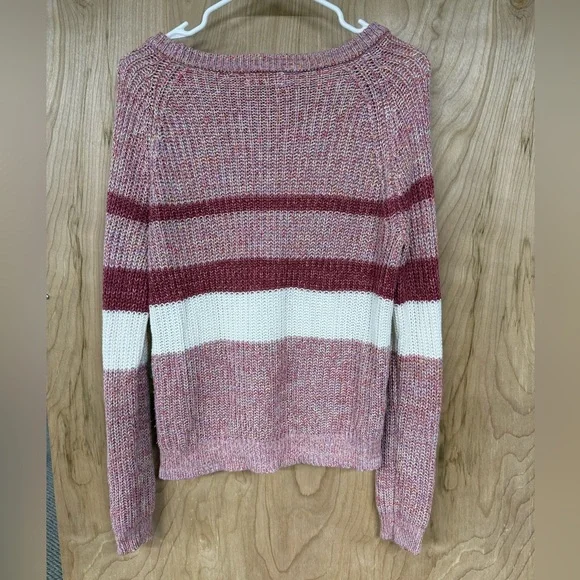 Women's Over Sized Soft Pullover Sweater Pink Lilly Striped Size Medium - Picture 6 of 6